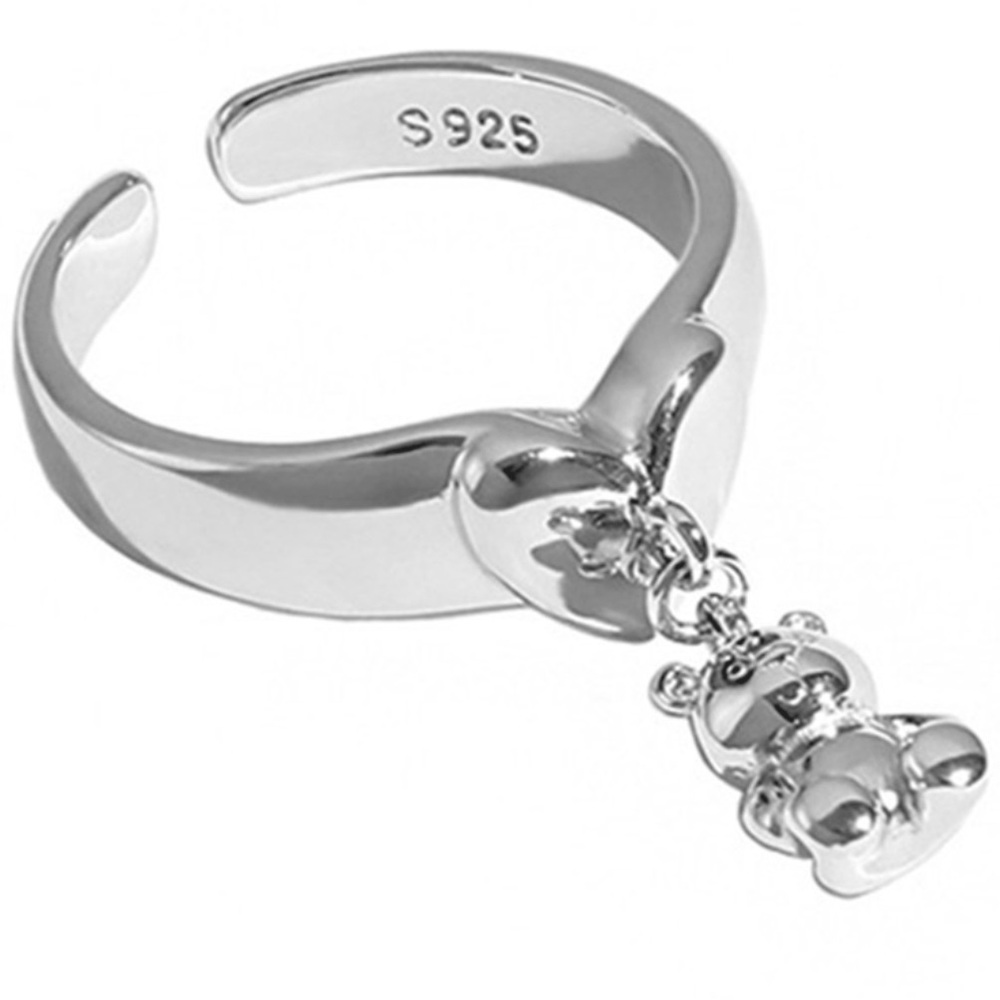 925 Silver Bear Charm Ring
